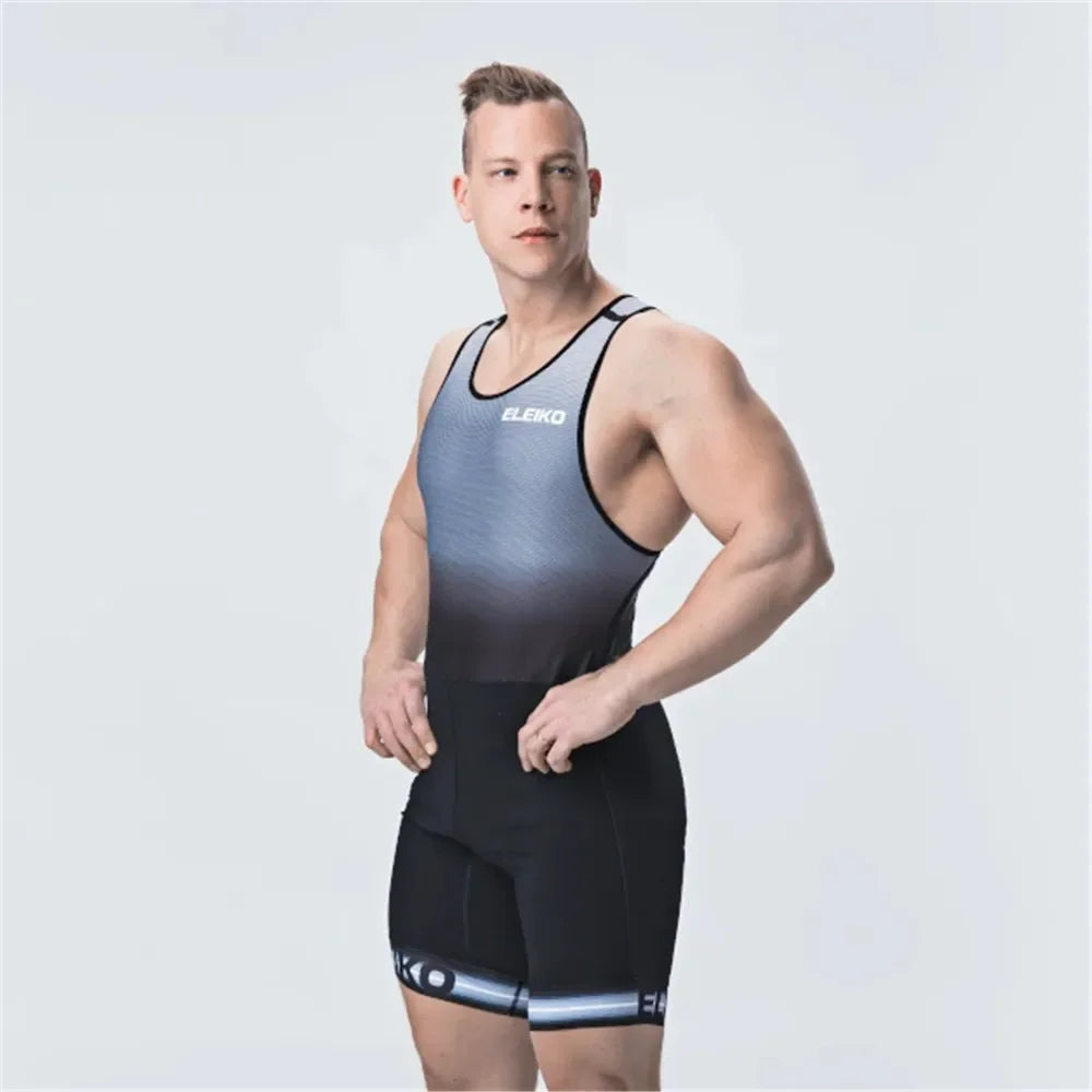 2024 Men Powerlift Suspenders Suit Wrestling Singlets Skinsuit Bodysuit Swimwear Gym Sport Fitness Clothing Run Speedsuit Tights