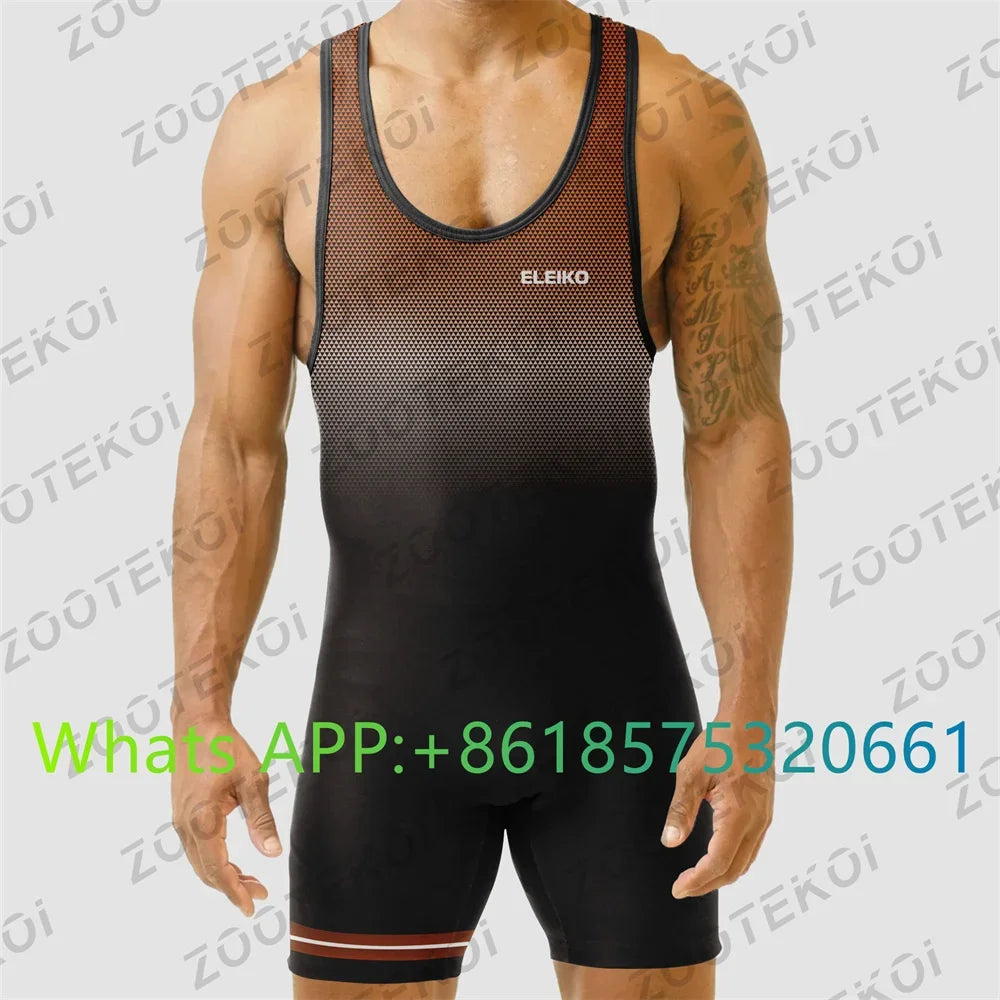 2024 Men Powerlift Suspenders Suit Wrestling Singlets Skinsuit Bodysuit Swimwear Gym Sport Fitness Clothing Run Speedsuit Tights