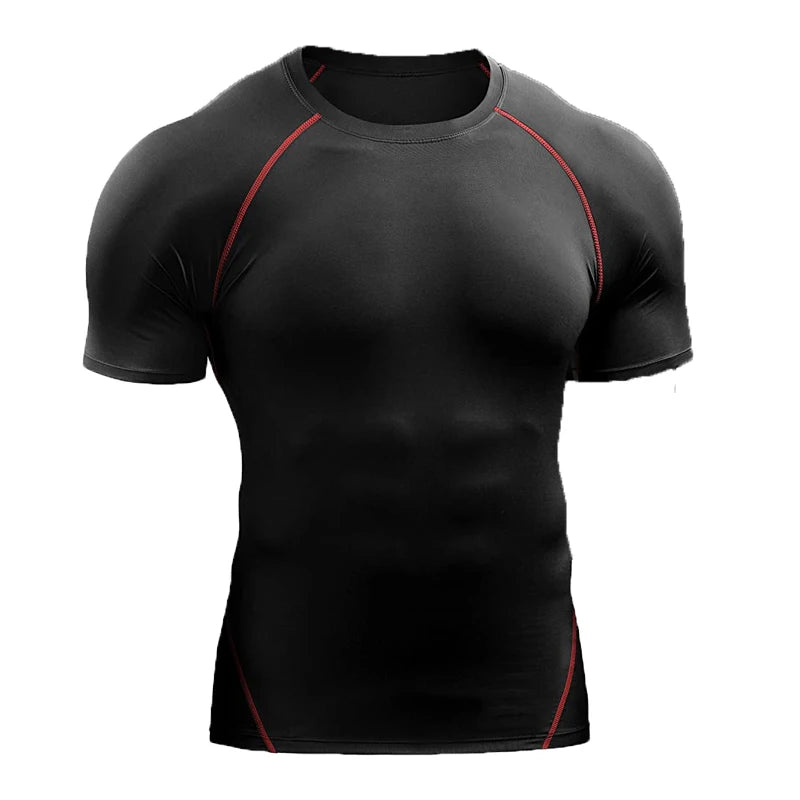 Fitness clothes men's outdoor sports quick drying short sleeved t-shirt training pro running stretch tight fitting clothes yoga
