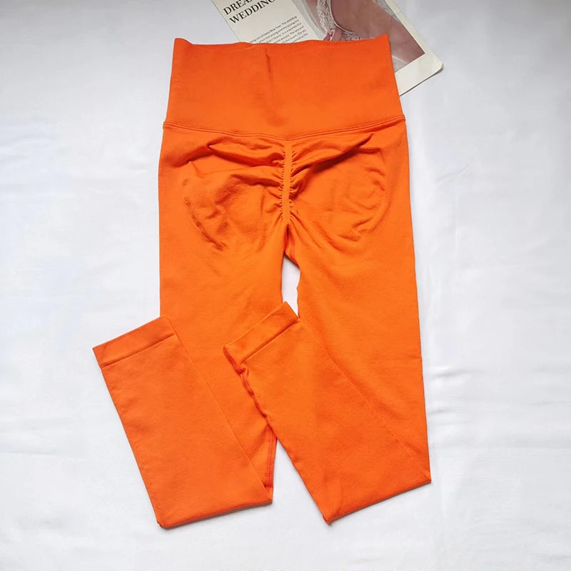 Women Seamless Slim Tights High Waist Solid Leggings Fitness Yoga Elastic Leggings Push Up Butt Knit Fashion Gym Workout Pants