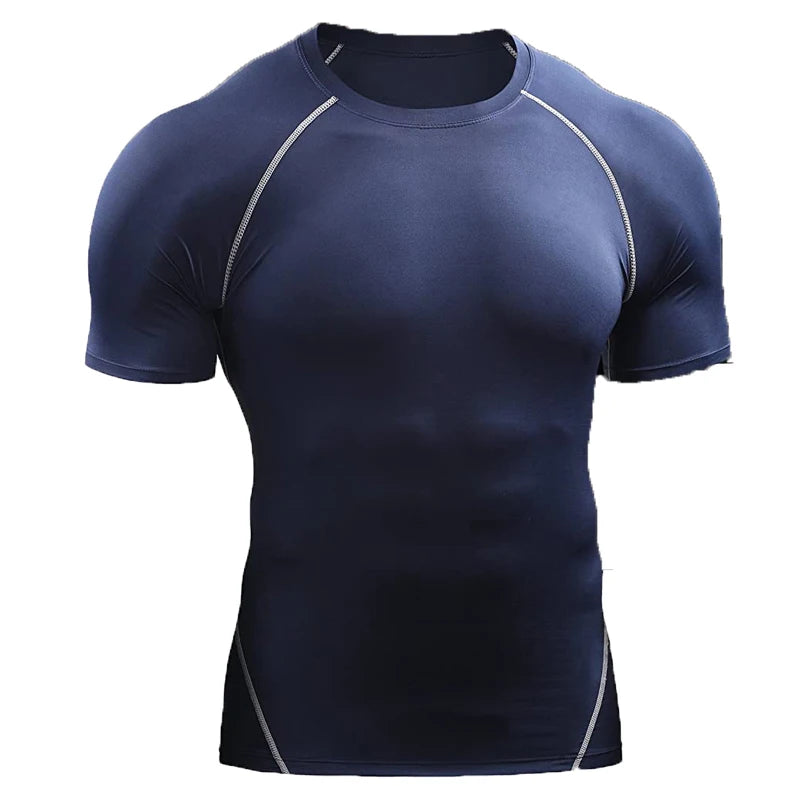 Fitness clothes men's outdoor sports quick drying short sleeved t-shirt training pro running stretch tight fitting clothes yoga