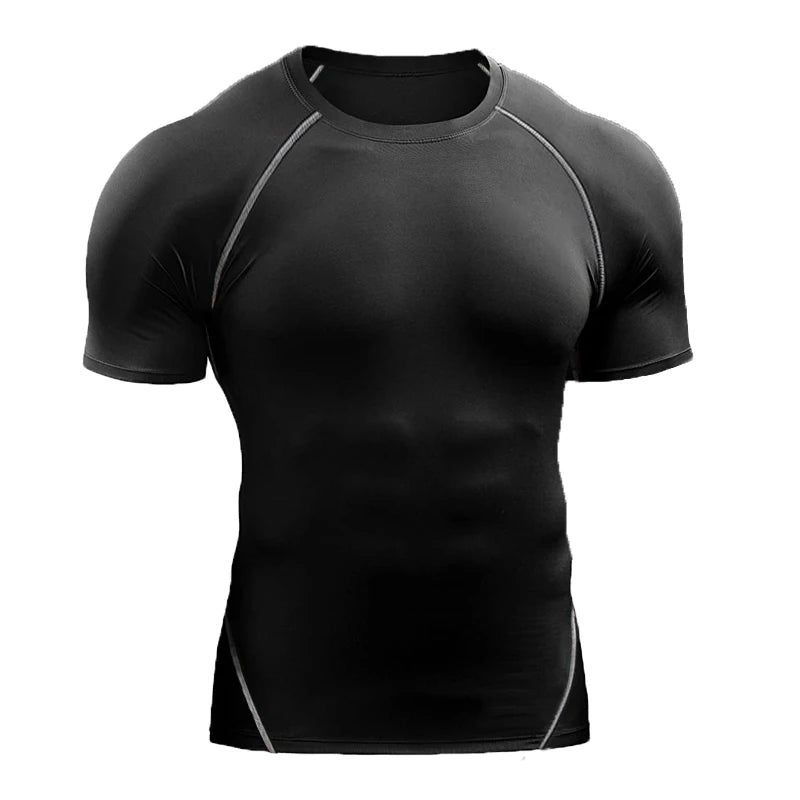 Fitness clothes men's outdoor sports quick drying short sleeved t-shirt training pro running stretch tight fitting clothes yoga