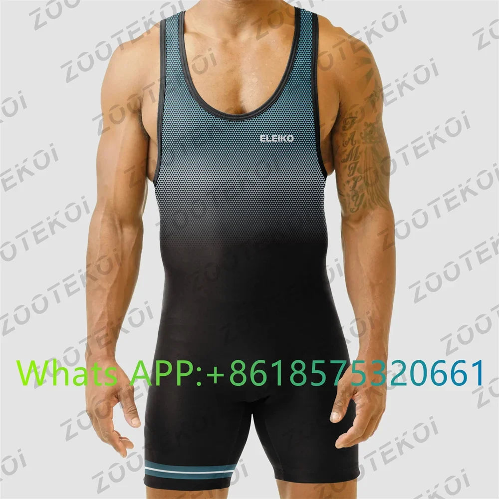 2024 Men Powerlift Suspenders Suit Wrestling Singlets Skinsuit Bodysuit Swimwear Gym Sport Fitness Clothing Run Speedsuit Tights