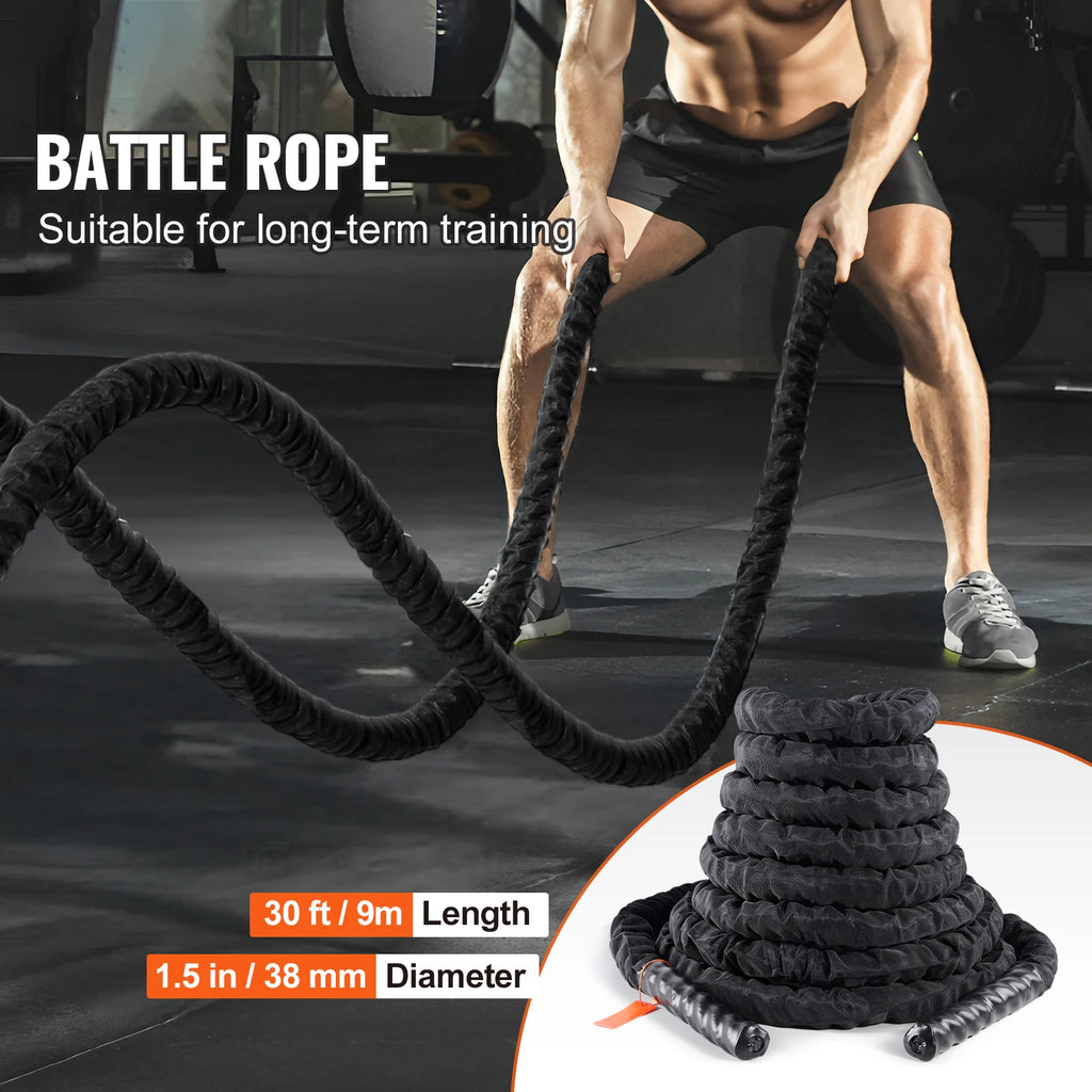 SucceBuy Battle Rope Polyester Exercise Rope Battle Exercise Equipment with Protective Sleeve and Anchor Heavy Weight Pull Rope