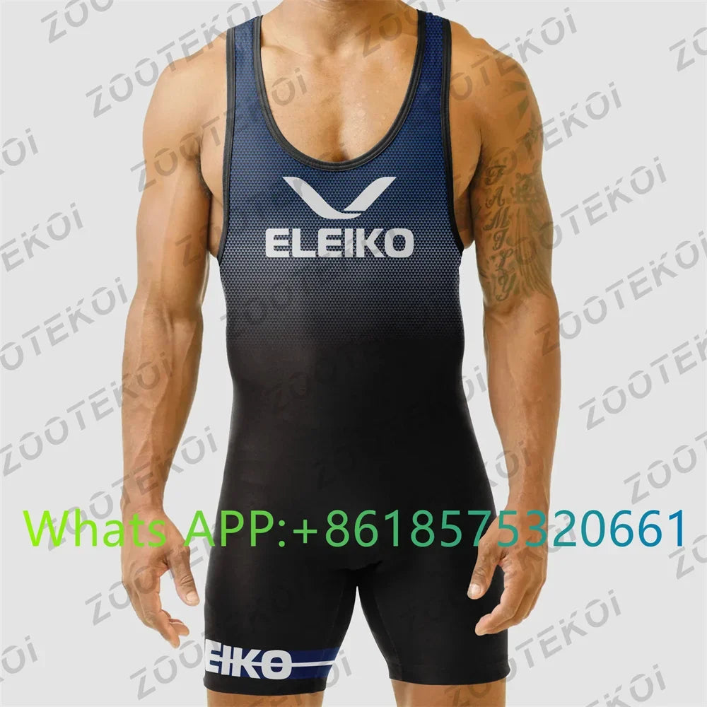 2024 Men Powerlift Suspenders Suit Wrestling Singlets Skinsuit Bodysuit Swimwear Gym Sport Fitness Clothing Run Speedsuit Tights