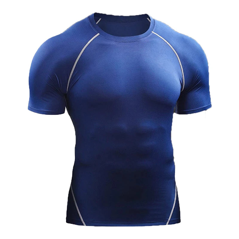 Fitness clothes men's outdoor sports quick drying short sleeved t-shirt training pro running stretch tight fitting clothes yoga