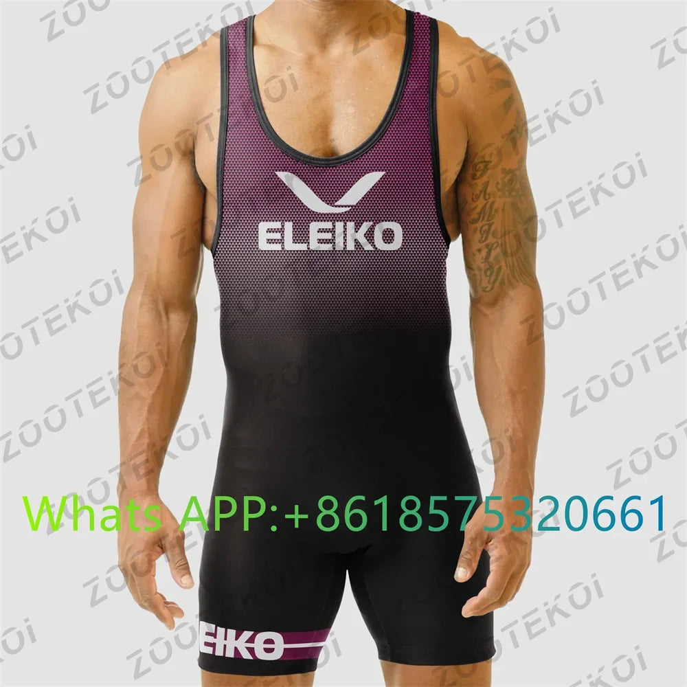 2024 Men Powerlift Suspenders Suit Wrestling Singlets Skinsuit Bodysuit Swimwear Gym Sport Fitness Clothing Run Speedsuit Tights