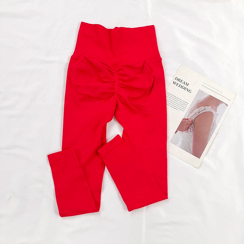 Women Seamless Slim Tights High Waist Solid Leggings Fitness Yoga Elastic Leggings Push Up Butt Knit Fashion Gym Workout Pants