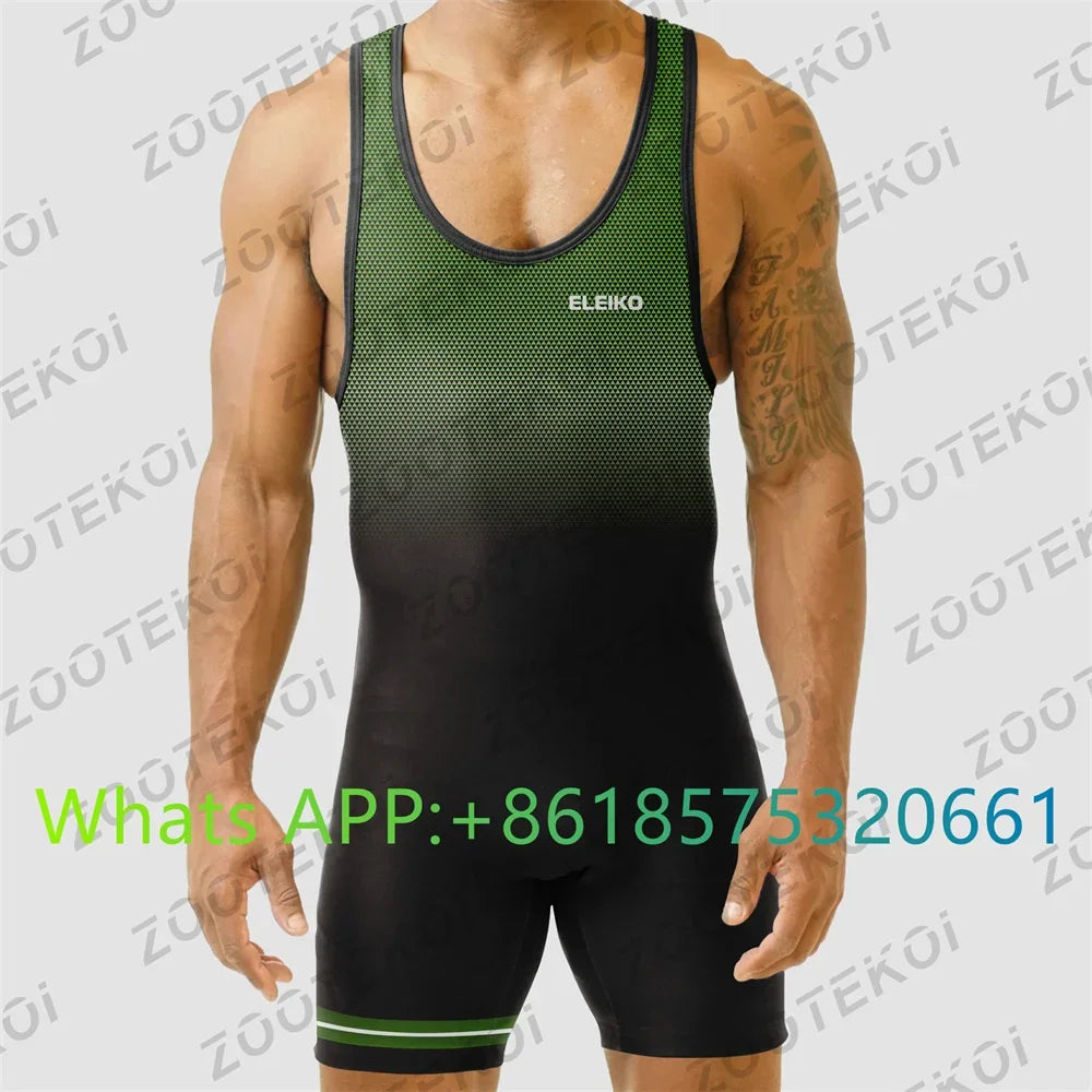 2024 Men Powerlift Suspenders Suit Wrestling Singlets Skinsuit Bodysuit Swimwear Gym Sport Fitness Clothing Run Speedsuit Tights