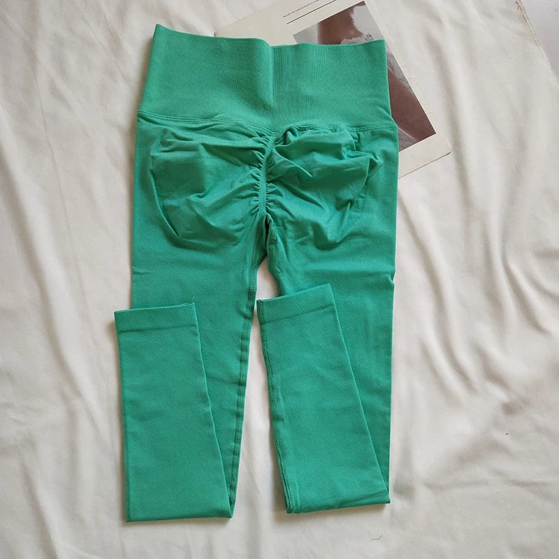 Women Seamless Slim Tights High Waist Solid Leggings Fitness Yoga Elastic Leggings Push Up Butt Knit Fashion Gym Workout Pants