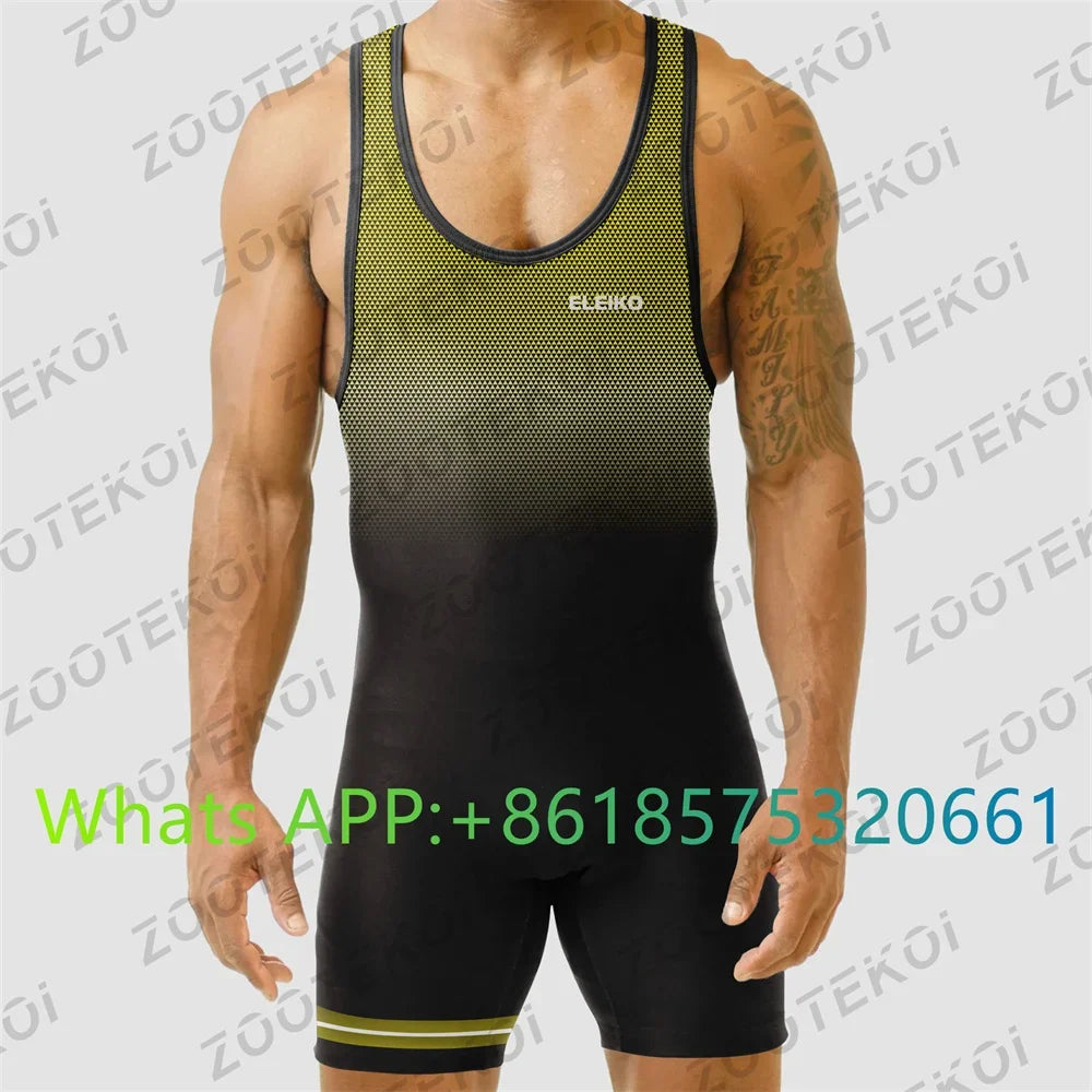 2024 Men Powerlift Suspenders Suit Wrestling Singlets Skinsuit Bodysuit Swimwear Gym Sport Fitness Clothing Run Speedsuit Tights